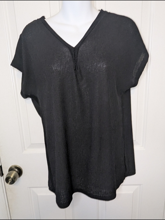 F&F Tops - F&F Black Knit‎ V-Neck Top T-Shirt Short Sleeve Loose Fit Women's Size 10